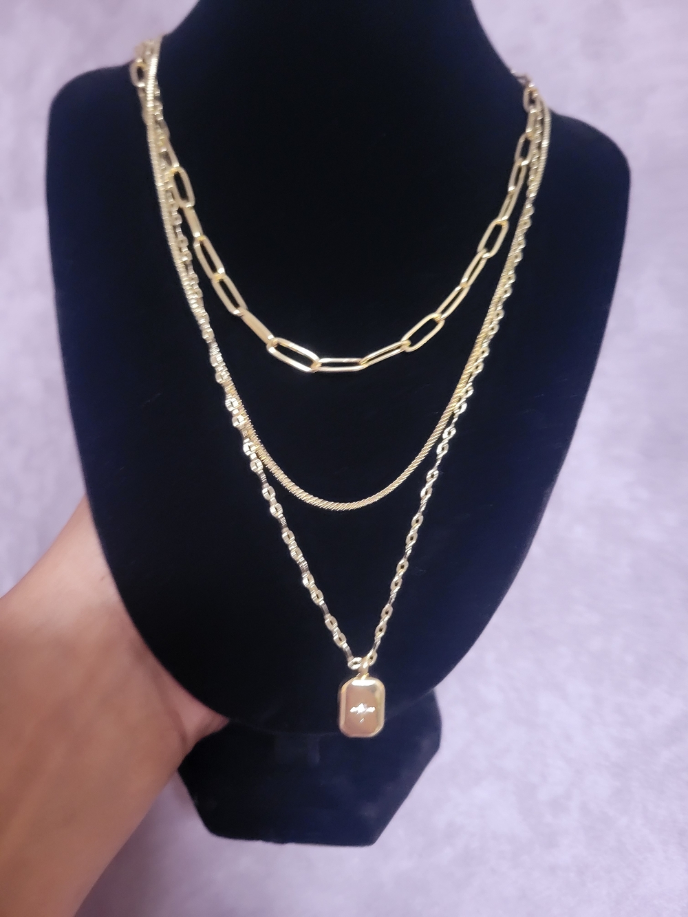 Layered Gold Pendant Necklace - Women's Fashion Jewelry